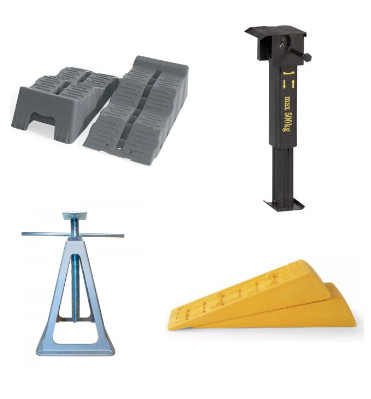 As steunen of level blokken camper