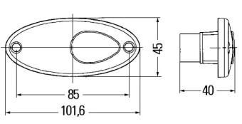 Hella Breedtelicht met Reflector Ovaal Inbouw Wit