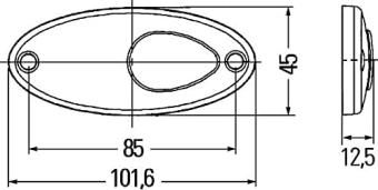 Hella Markering LED met Reflector Ovaal Opbouw Rood