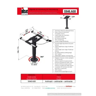 Ilse Lifttafelpoot Draai- & Schuifbaar 5946 A08
