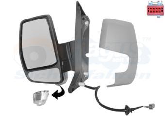 Buitenspiegel Ford Transit LINKS, Elektrisch inklapbaar, Verwarmbaar, Primer, 8 pins