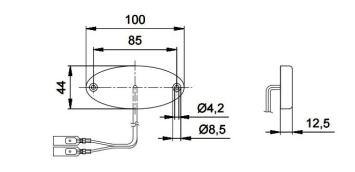 Breedtelicht ovaal opbouw LED met reflector en wit frame.  Met 20cm kabel.  Geschikt voor Knaus en LMC.