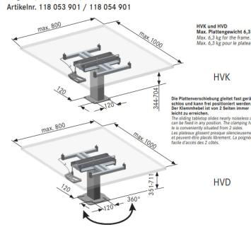 Lifttafelpoot Catch (HVK)draaibaar blad