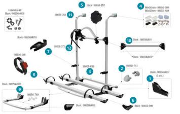 Fiamma frame dwarsbalk Pro zwart 98656M011