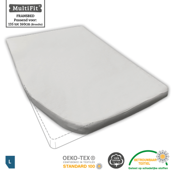 Frans Bed Hoeslaken 1 x Lichtgrijs 1 x Wit LINKS en 2 x Molton