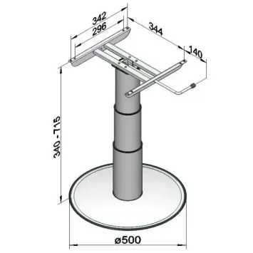 Ilse Vrijstaande Lifttafelpoot 7032 G06 34/71.5cm