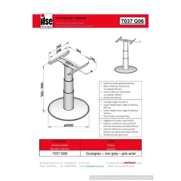 Ilse Vrijstaande Lifttafelpoot 7037 G06 32/69.5cm